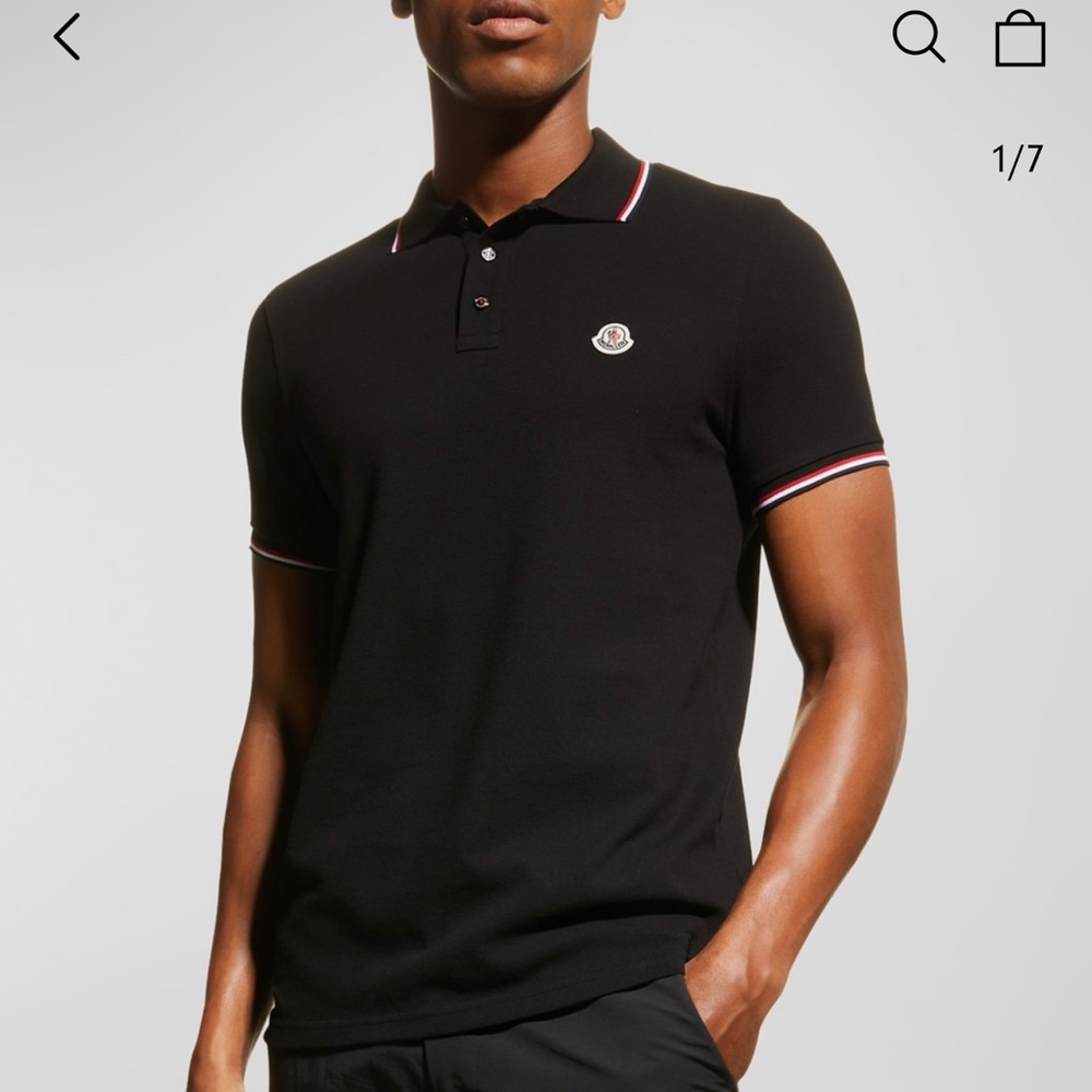 Brand new with tags Moncler polo shirt with signature tricolor tipping
